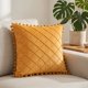 thumbnail image 1 of Funda de cojín REGALWOVEN 1 paquete fundas de almohada de terciopelo suave con pompones para decoración del hogar estilo rústico amarillo 18" x 18", 1 of 7