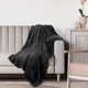 thumbnail image 4 of PiccoCasa Manta de Cama de Lujo de Forro Polar Tejido de Malla Twin-XL Negro, 4 of 7
