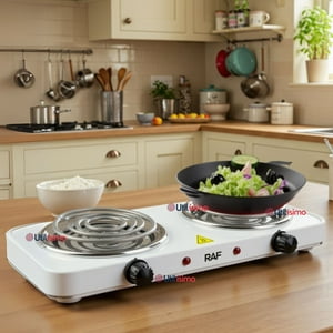 Raf - Cocina Electrica Doble Plato 2000W De Potencia Blanco