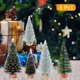thumbnail image 5 of Árbol de Navidad en miniatura (6 piezas, pinos, sisal, adornos de nieve y escarcha con bases de madera para escenas en miniatura, manualidades y diseños navideños, varios tamaños), 5 of 7