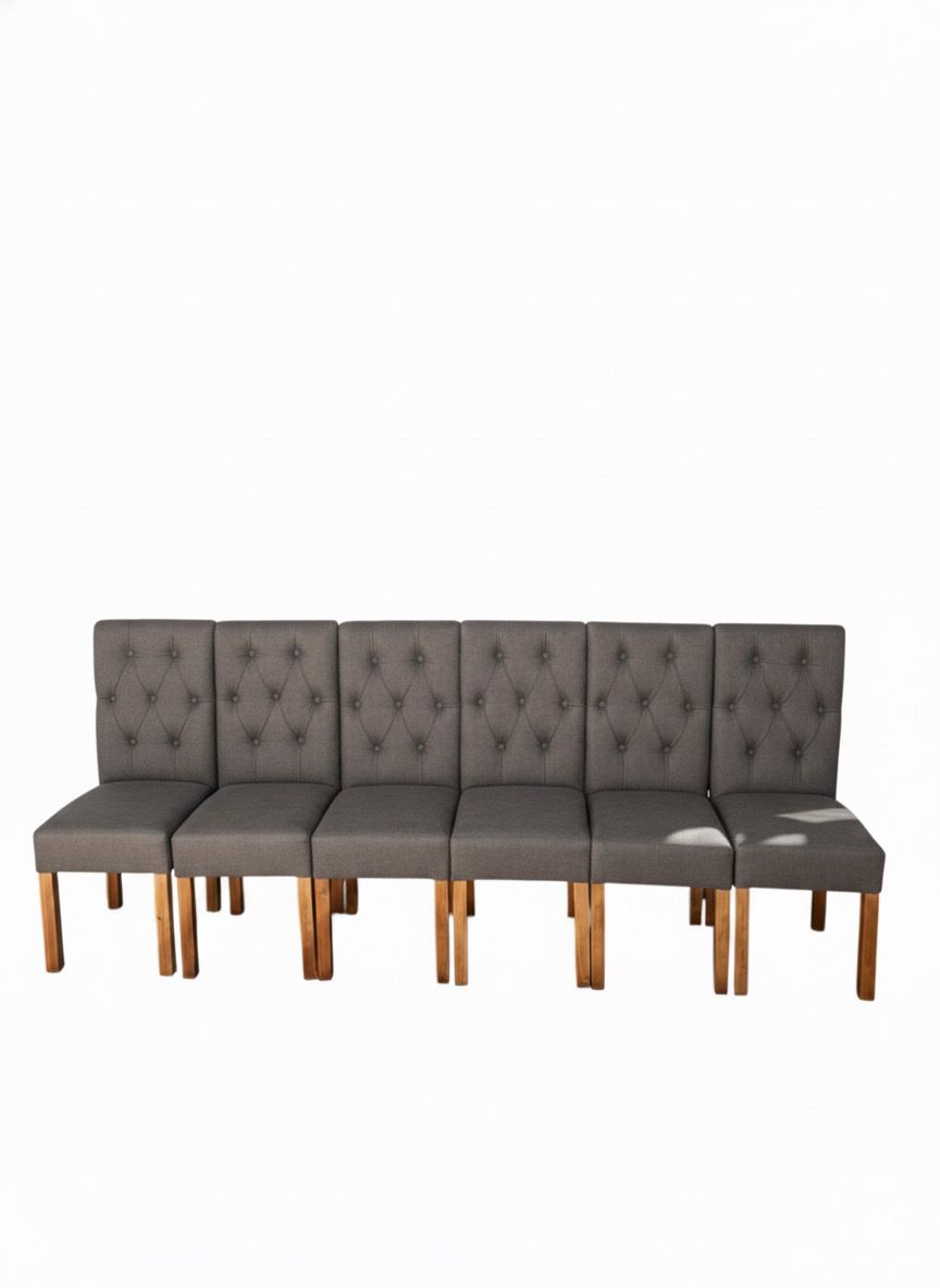 Vitelio - Pack 6 Sillas De Comedor De Madera Capitonés