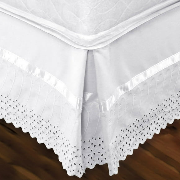 Faldón 144 Hilos Broderie Amanda 2 Plazas Blanco