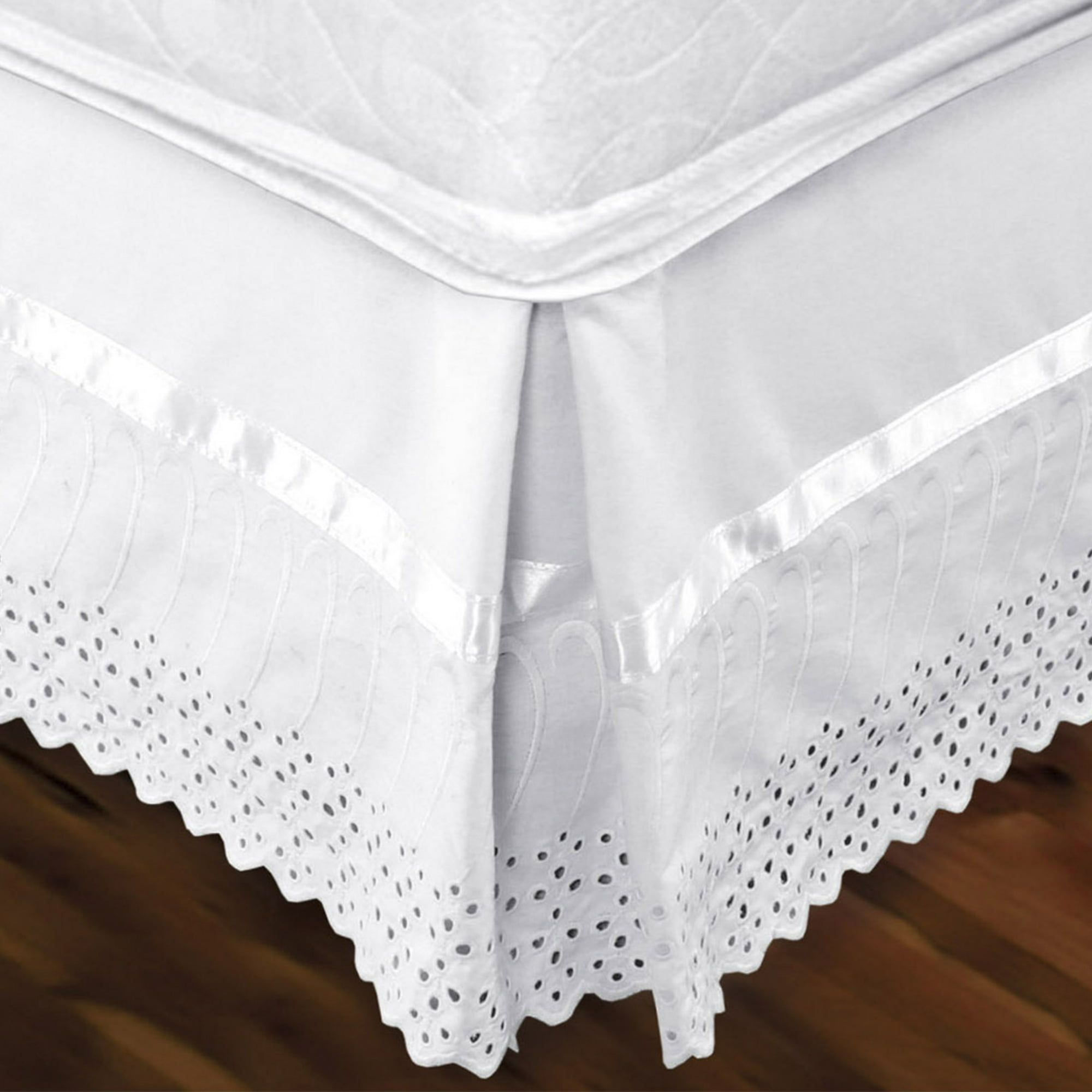 Mallorca - Faldón 144 Hilos Broderie Amanda 2 Plazas Blanco