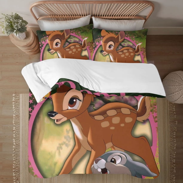 Bambi 3 Piece Bedding Set1 Quilt Cover +2 Pillowcases For Kids Boys Girls Adult Cartoon Warm