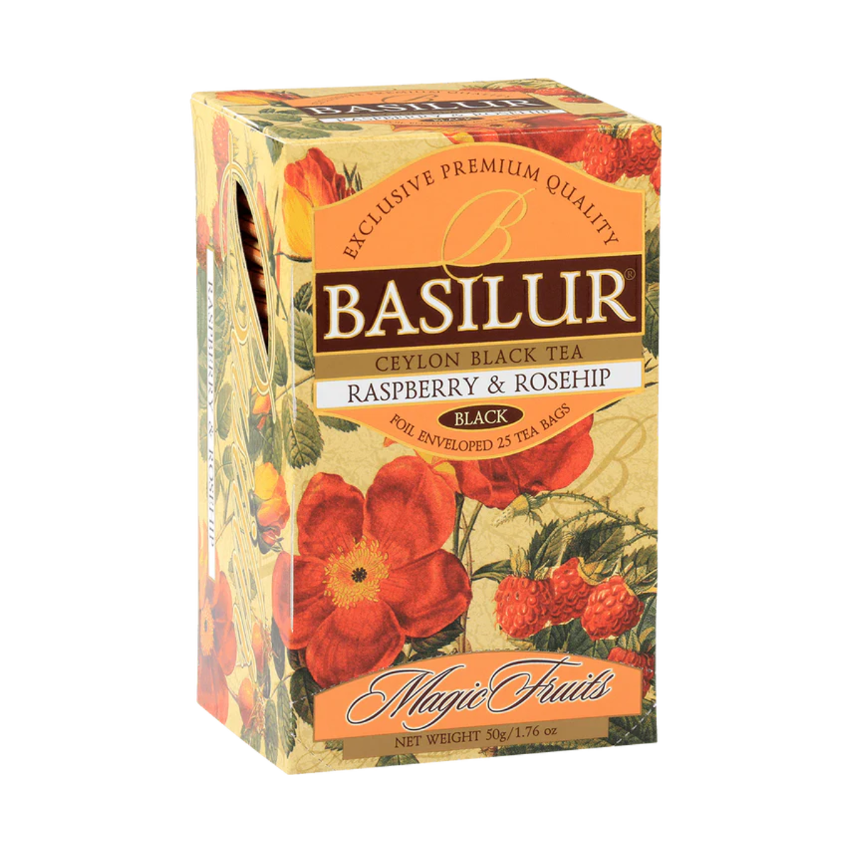 Te Negro Frutal Basilur Raspberry Rosechip Caja 25 Bolsas