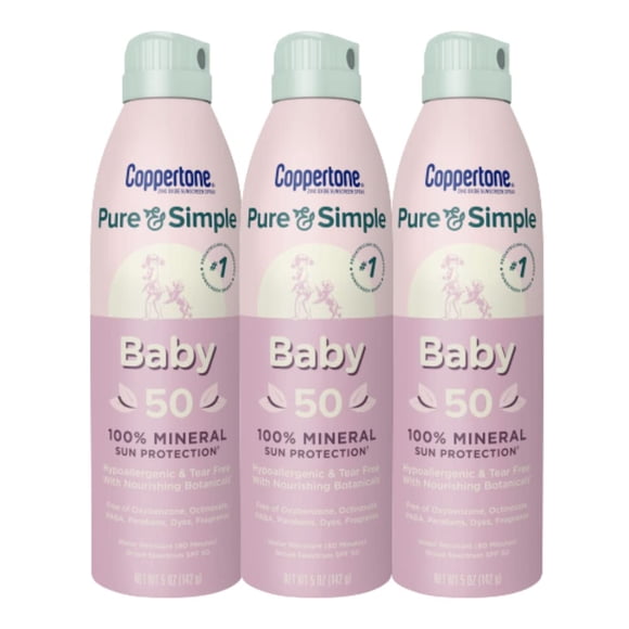 Protector solar Coppertone Pure and Simple Baby SPF 50 150 ml x3