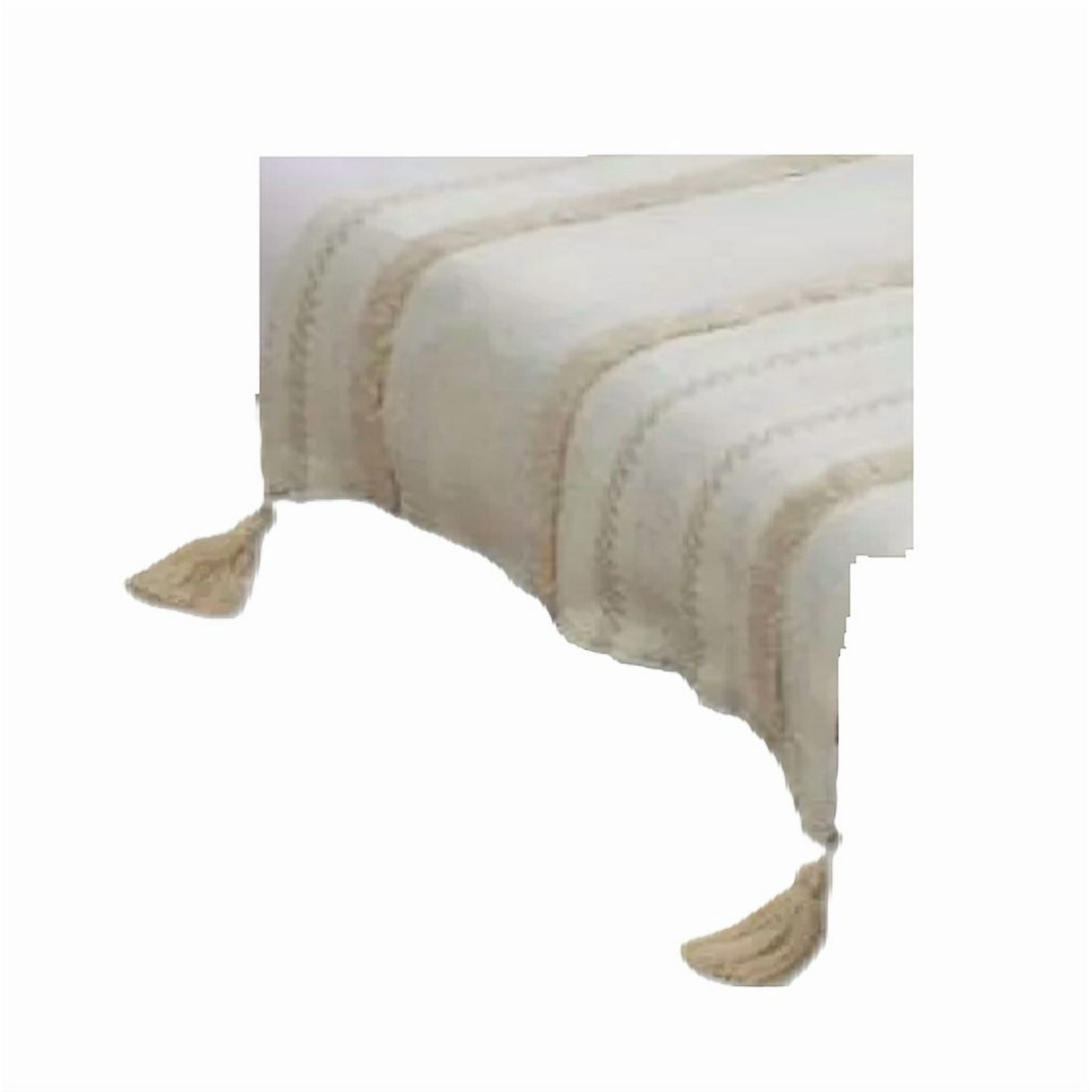 Genérico - Piecera Pie De Cama Boho Bordada Cama King Y 2 Plazas Diseño 6 Color Blanco