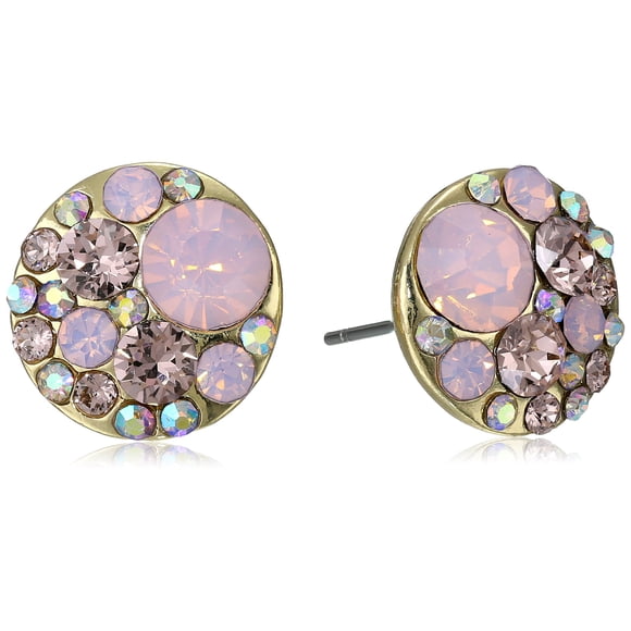 Pendientes de tuerca Betsey Johnson con cuentas facetadas redondas en oro rosa