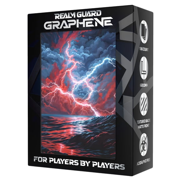 Realm Guard Graphene -100 unidades Fundas de Arte Texturizadas Mate para TCG/MTG (Tormenta Rojo/Azul)