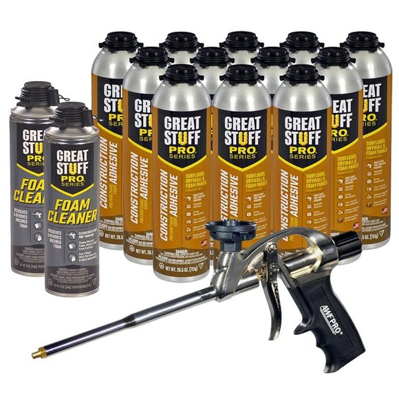 Adhesivo GREAT STUFF PRO 750 ml paquete de 12 con pistola