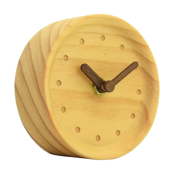 Reloj despertador creativo de madera maciza, moderno reloj de mesa pequeño con aguja de madera, silencioso, reloj de registro