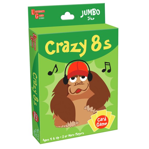 Juego de cartas University Games Crazy 8s Jumbo Size para niños mayores de 4 años