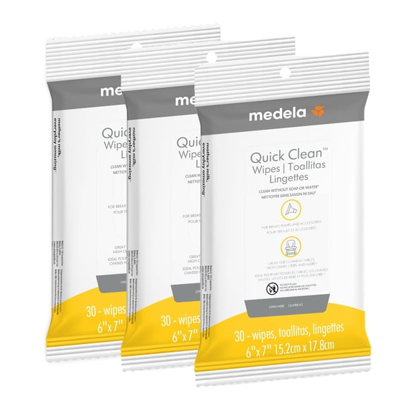 Extractor de leche y toallitas accesorias Medela Quick Clean, 90 unidades, x3