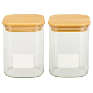 Disparo - Set 2 Frascos Hermeticos Cuadrado 900Ml Vidrio 10Cm Tapa Bambú