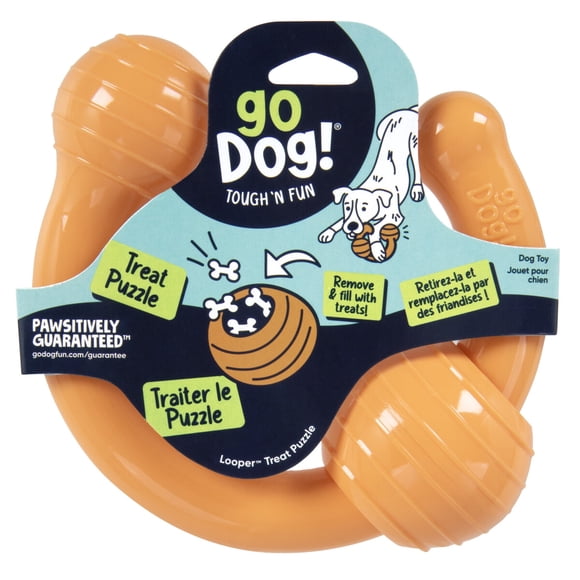 Juguete para Perro goDog Looper Puzzle Naranja TPR