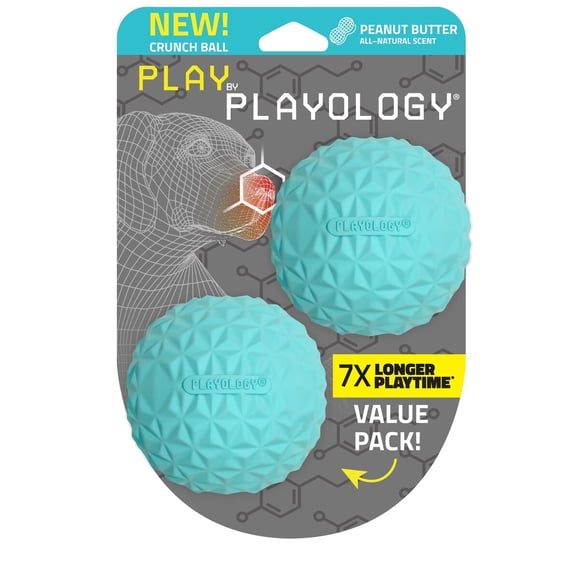 Pelota Perro Playology Mediana Crunchy 2Pack Sabor Maní