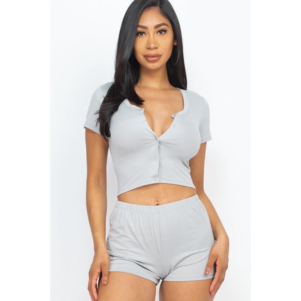 Conjunto de Camiseta sin Mangas y Shorts Gris M