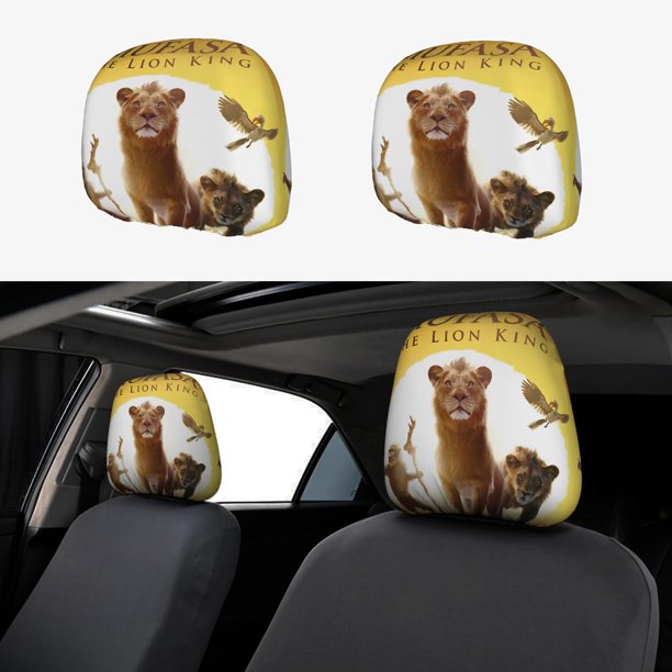 Mufasa: El Rey León Funda Protectora Universal para Reposacabezas de Coche, Funda Elástica para Reposacabezas de Asiento de Auto, Funda de Tela Antipolvo, Accesorios de Interior 2 Piezas