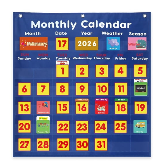 Calendario Mensual y de Clima Mewise 78 cm – Tabla de Bolsillo Azul
