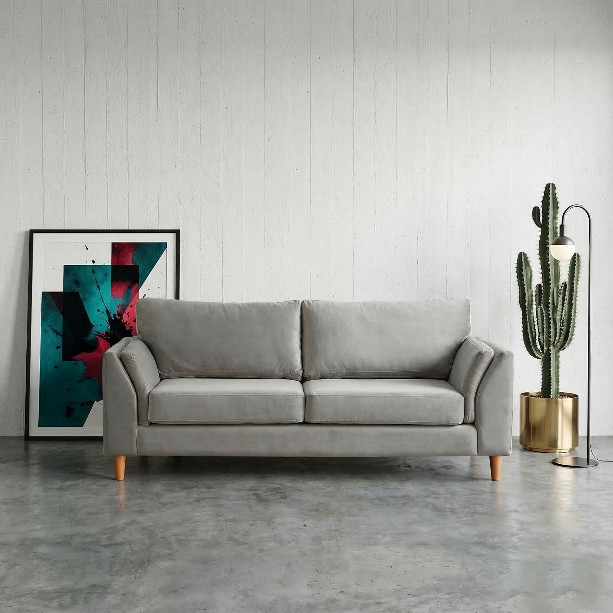 Latam Home - Sofá Milan 3c Con Resortes Pocket Tela Velvet Gris