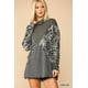 thumbnail image 1 of Top de Cuello Alto de Punto Mixto con Estampado Animal y Liso con Mangas Largas, 1 of 5