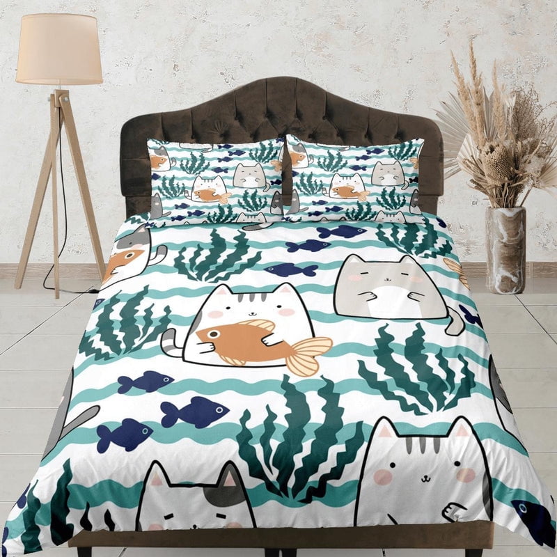 Milsleep - Cute Cats Sea Funda Nórdica Set Colcha Cat Lover Regalo Ropa De Cama Para Adolescentes Niños