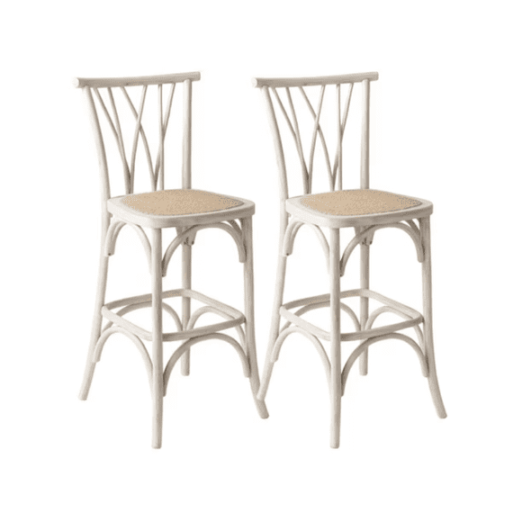 Pack 2 Sillas Altas Amelia de Madera - Blanco Retro