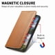 thumbnail image 3 of Funda tipo cartera para Samsung Galaxy A52 5G de piel con cierre magnético, ranuras para tarjetas y correa para la muñeca Marrón, 3 of 6