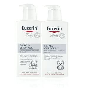 Eucerin Pack Rutina Baby Baño & Shampoo 400Ml + Crema 400Ml