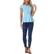 thumbnail image 2 of INSPIRE CHIC Blusas de Color Sólido con Peplum y Mangas Cortas para Mujer, Cuello Redondo, Azul Claro, 2 of 6