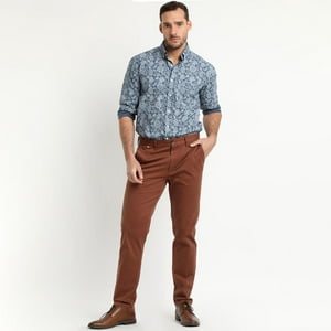 Truval - Pantalón Frente Plano Slim Fit Ladrillo Terracota 56