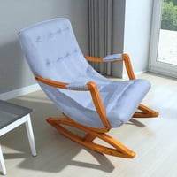 Diseños Valestrini - Silla Mecedora Con Apoya Brazo Lino Gris Claro