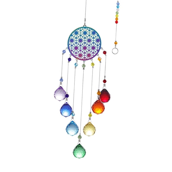 Campana De Viento De Cristal Colgante Sun Catchers Colorido Para Decoración De Jardín De Patio Estilo De Puntos De Regalo