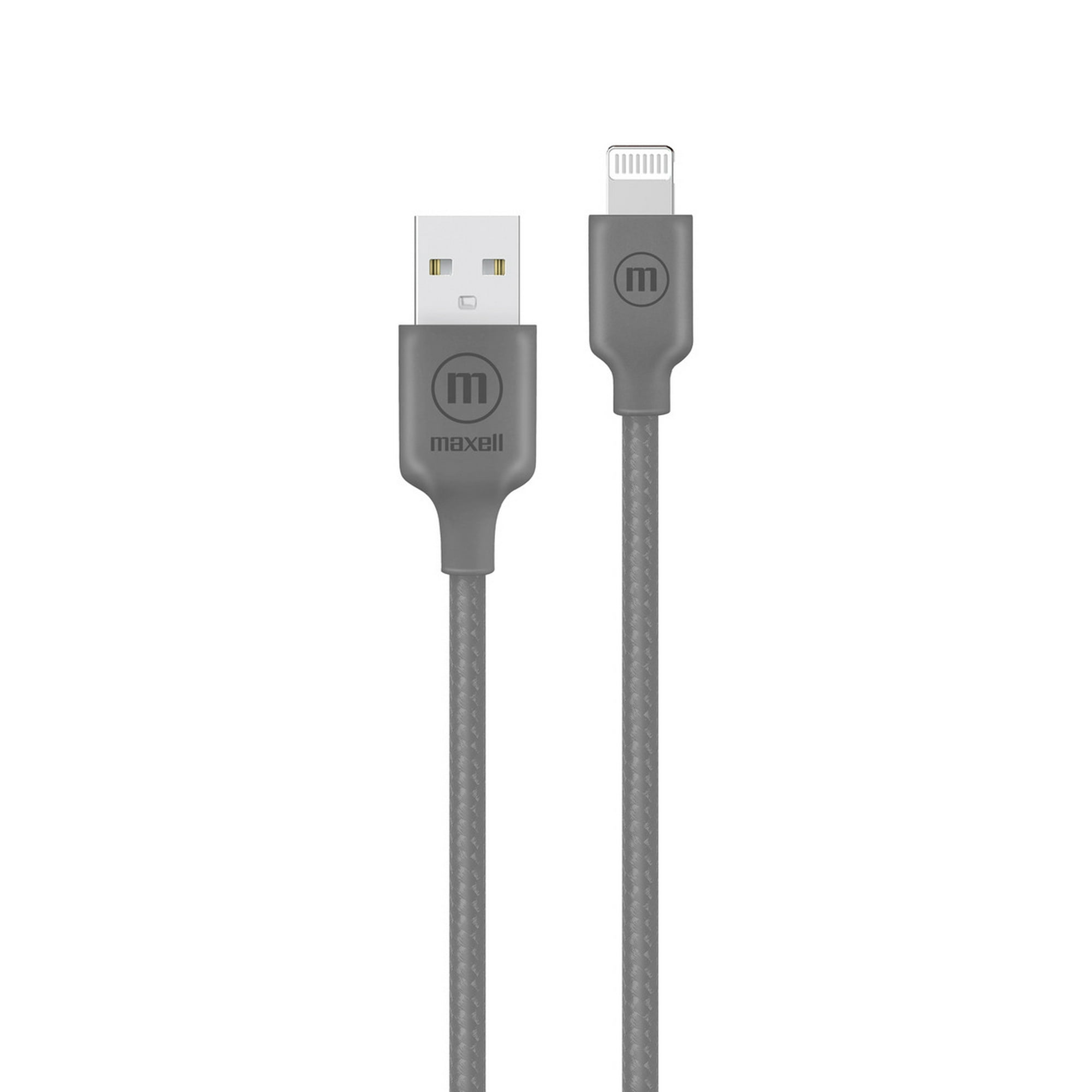 Cable Trenzado Usb A Lightning Maxell 2 Metros Carga Rápida Gris