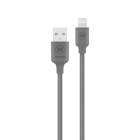 Cable Trenzado Usb A Lightning Maxell 2 Metros Carga Rápida Gris