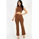 thumbnail image 1 of Conjunto De Top Corto De Cuello Alto Acanalado Y Pantalones De Corte Bota, 1 of 2