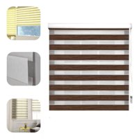 Genérico - Cortina Roller Jaspeada Duo Zebra Dia Noche 120X240Cm Cafe Oscuro