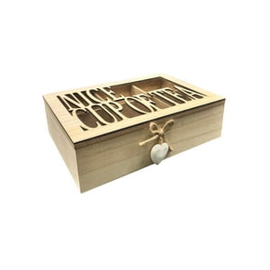 Oem - Caja De Té Mediana De Madera 6 Espacios Nice Cup Of Tea
