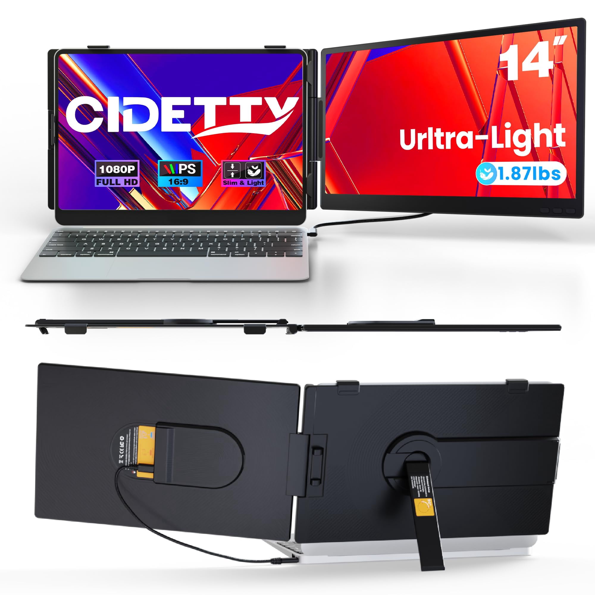 Extensor De Pantalla Para Portátil Cidetty 14 Pulgadas Fhd 1080p Ips