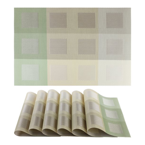 REGALWOVEN Manteles Individuales Juego de 6 Manteles para Decoración de Mesa de Comedor Interior Exterior Lavable Mantel de Cocina Fácil de Limpiar Gris Verde 18*12in