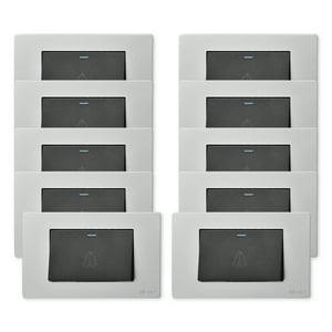 Want - Pack 10 Pulsador Timbre Metálico Simple 10A - Gris Negro