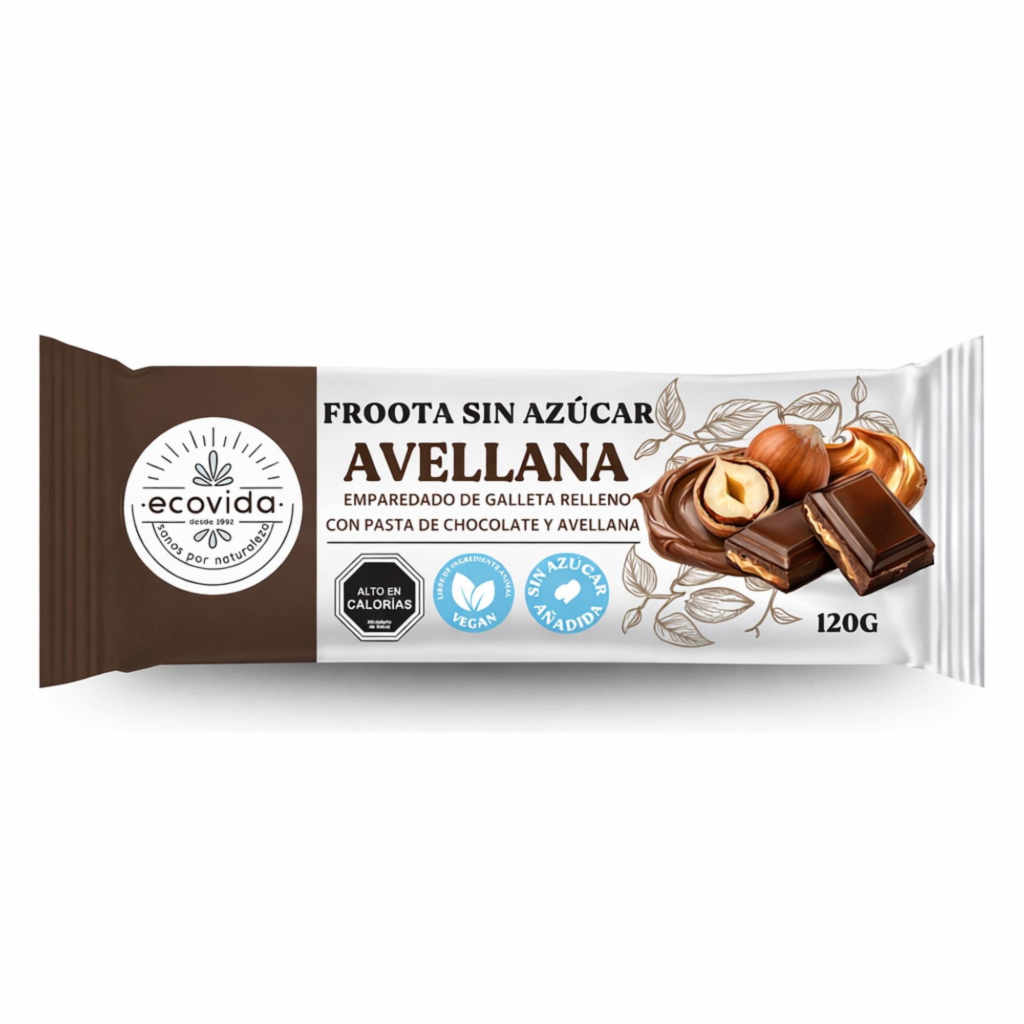 Galleta Emparedado Sin Azucar Avellana Y Cacao 120 g Ecovida