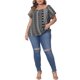 thumbnail image 2 of Agnes Orinda Blusa de Talla Grande para Mujer Boho con Hombros Descubiertos y Manga Corta Estampada para Vacaciones 2X Negro, 2 of 5