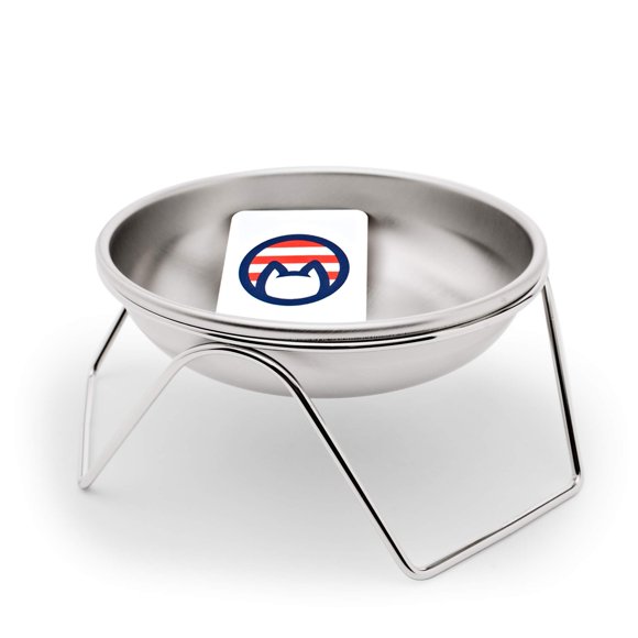 Tazón para gato Americat Company de acero inoxidable 473 ml con soporte elevado