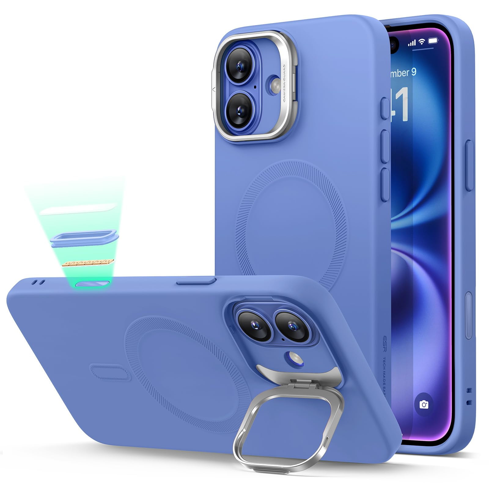 Funda Esr Para Iphone 16, Funda De Silicona Con Botón De Control De Cámara Y Soporte