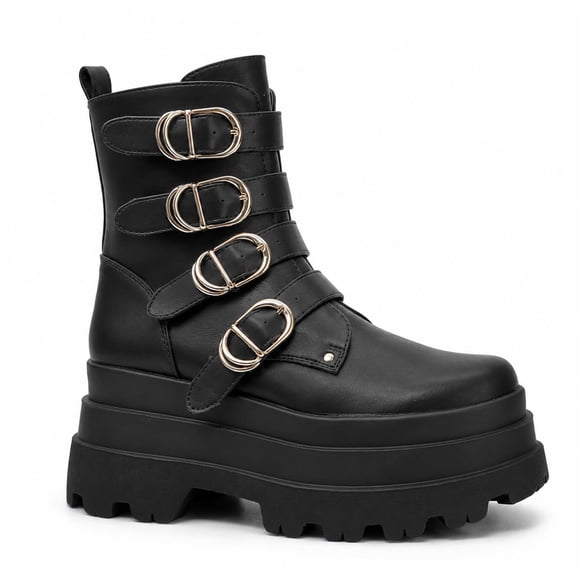 Bota Negro Mujer Gótica Punk Rock PU 2621 negro 38