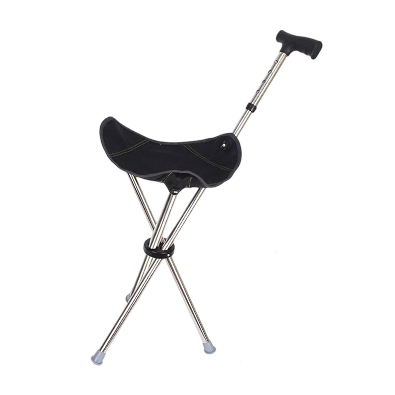 Magideal - Bastón Con Asiento Para Caminar, Portátil, De Viaje, Ligero, Plegable, Color Negro