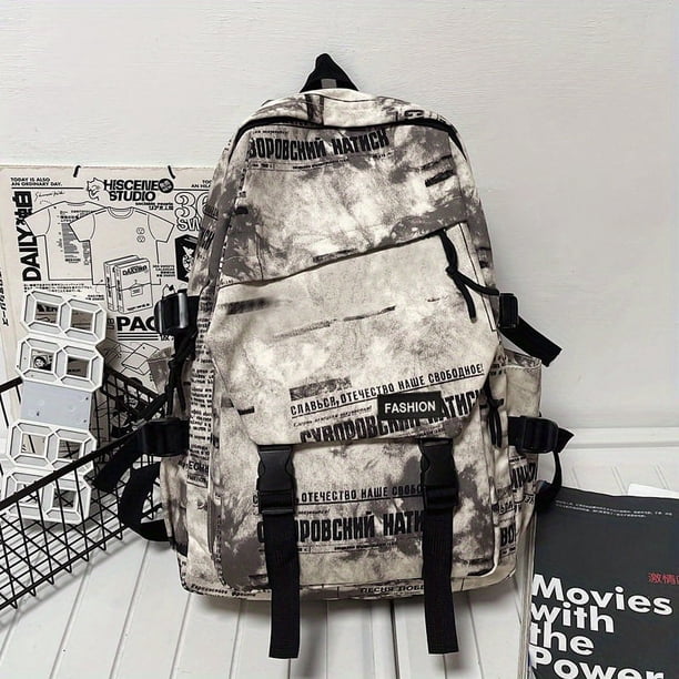 High School Backpack College Students Sports Style Simple Backpack Graffiti New School Bag Male