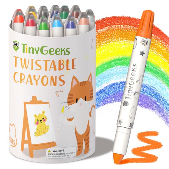 Crayones giratorios TinyGeeks 12 unidades, lavables y no tóxicos