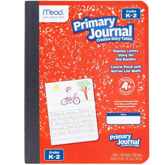 Cuaderno Mead Primary Journal, media página, rayado, K-2, 100 hojas